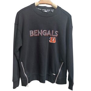 Women’s DKNY SPORT Black CINCINNATI BENGALS Crewneck Rhinestone Sweatshirt Sz M